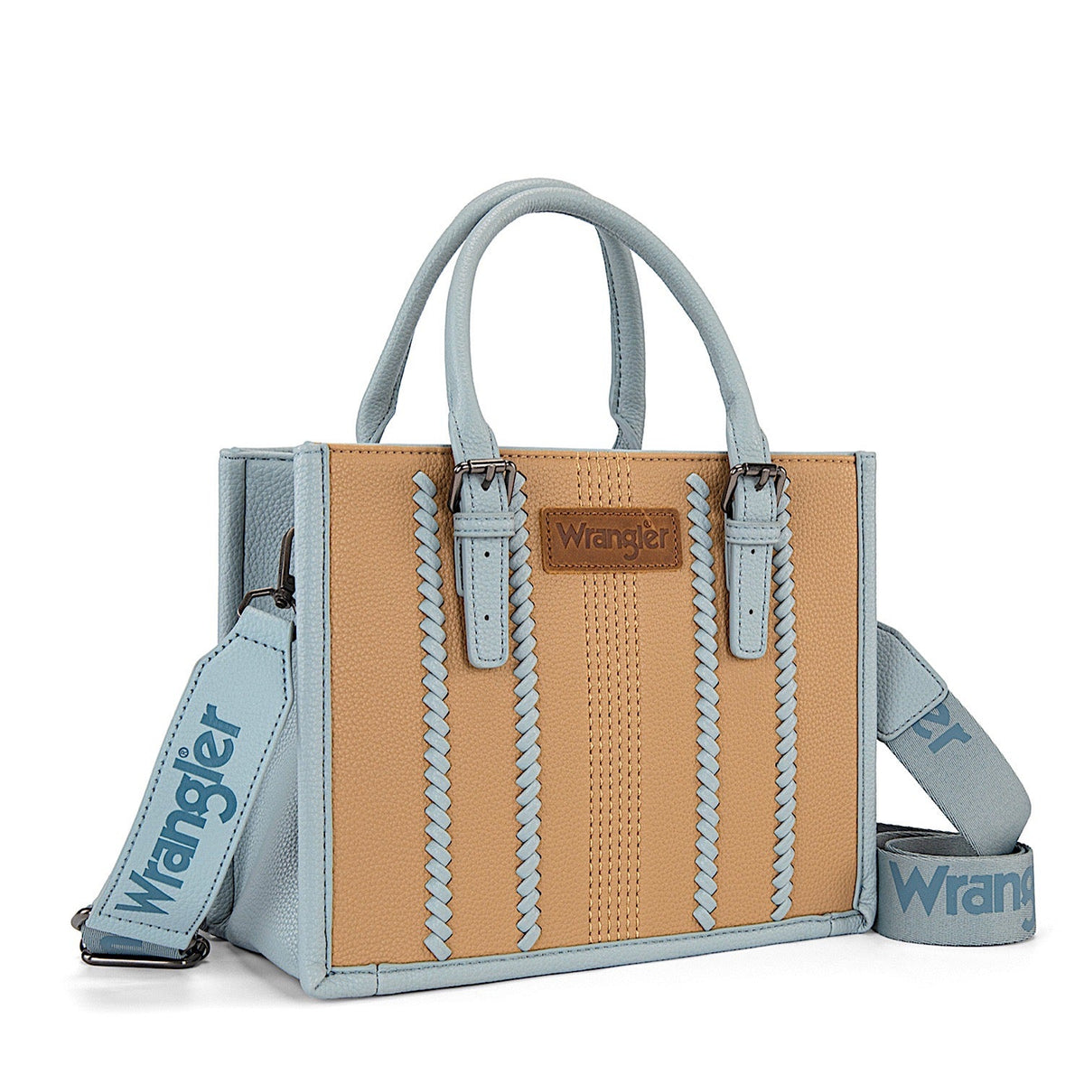 Wrangler Women’s Boston Stitch Crossbody Bag - Camel/Blue