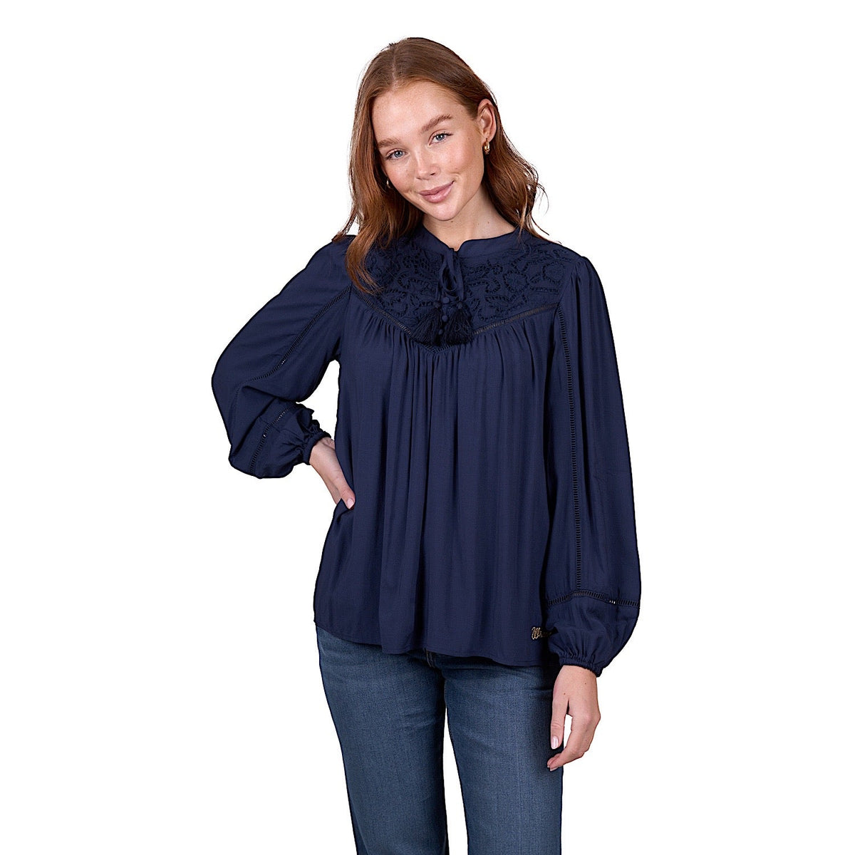 Wrangler Women’s Bridie Long Sleeve Blouse - Navy