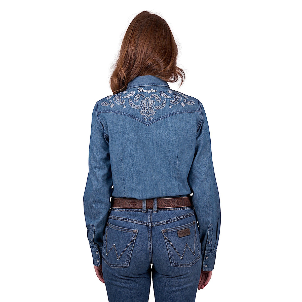 Wrangler Women’s Chrissy Western Long Sleeve Shirt - Denim