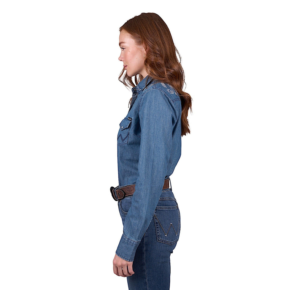 Wrangler Women’s Chrissy Western Long Sleeve Shirt - Denim