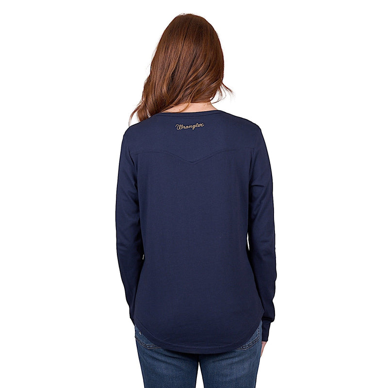 Wrangler Women’s Claudia Long Sleeve Tee - Navy