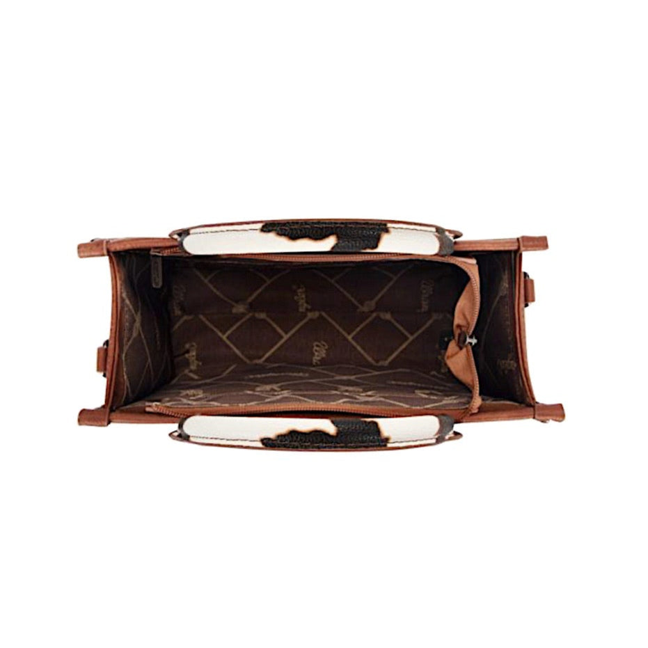 Wrangler Women’s Cow Print Crossbody Bag - Dark Tan