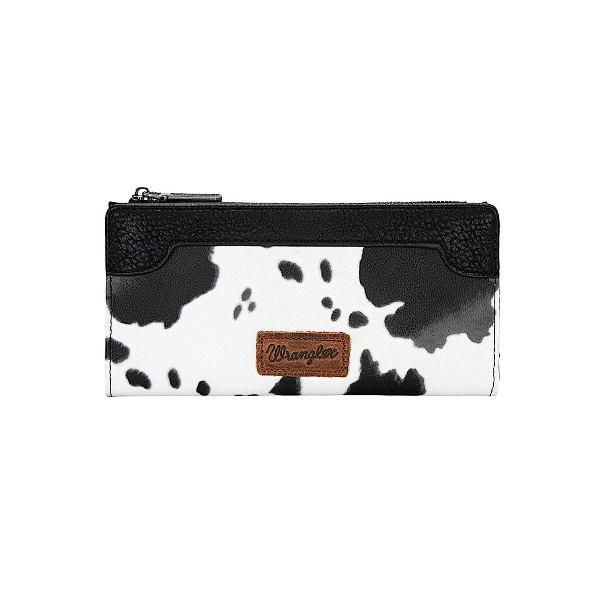 Wrangler Women’s Cow Print Slim Wallet - Black