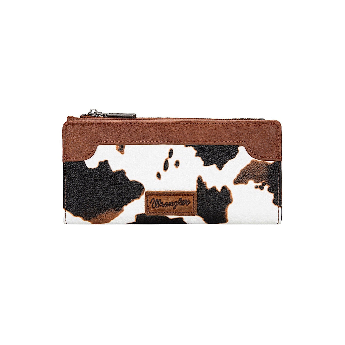 Wrangler Women’s Cow Print Slim Wallet - Tan