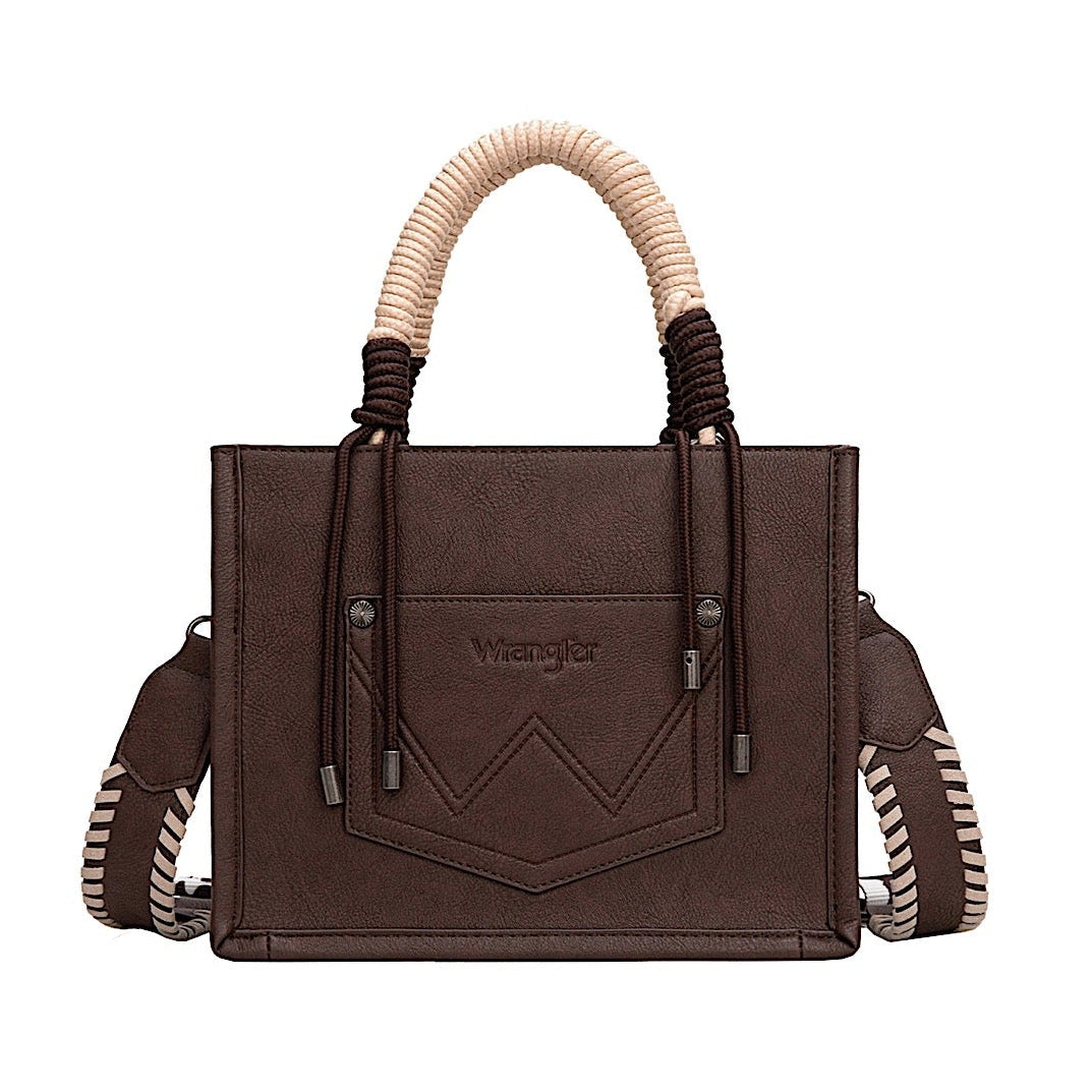 Wrangler Women’s Cow Print Tassel Crossbody Bag - Chocolate