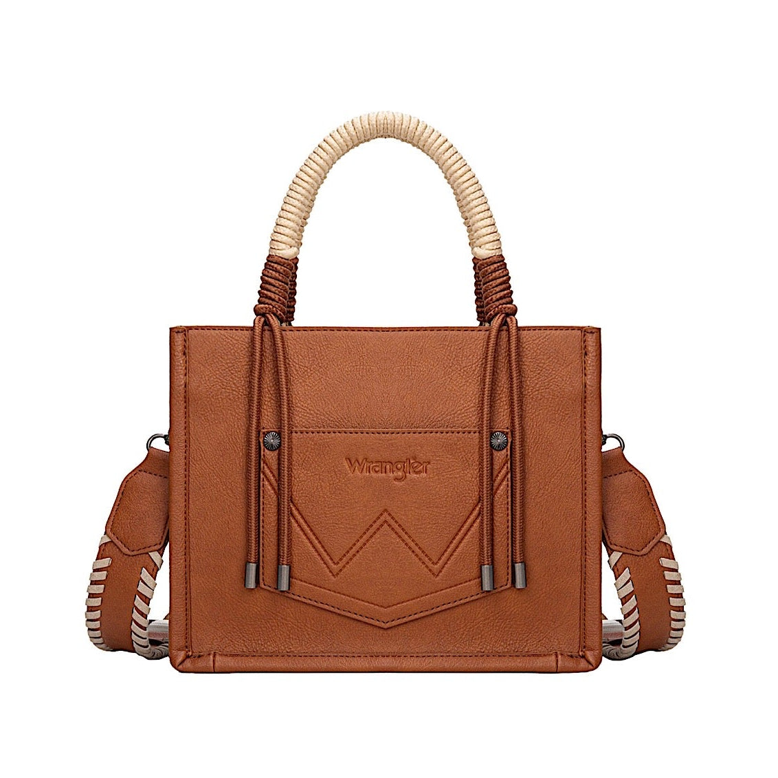 Wrangler Women’s Cow Print Tassel Crossbody Bag - Tan