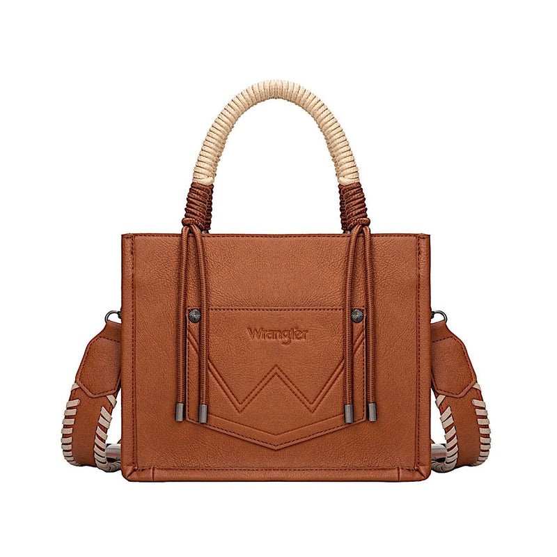 Wrangler Women’s Cow Print Tassel Crossbody Bag - Tan