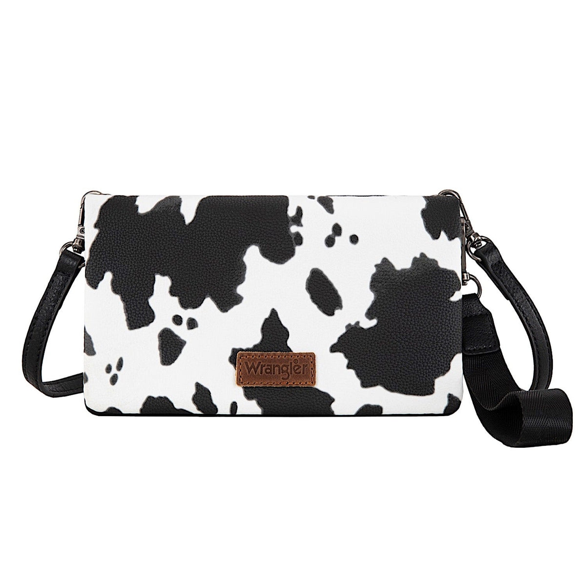 Wrangler Women’s Cow Print Wallet Crossbody Bag - Black