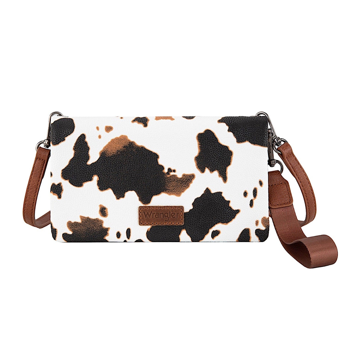Wrangler Women’s Cow Print Wallet Crossbody Bag - Tan