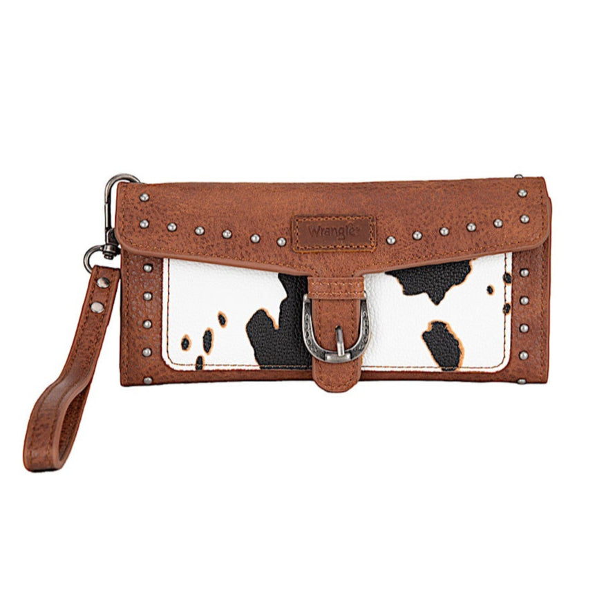 Wrangler Women’s Cow Print Wallet - Dark Tan