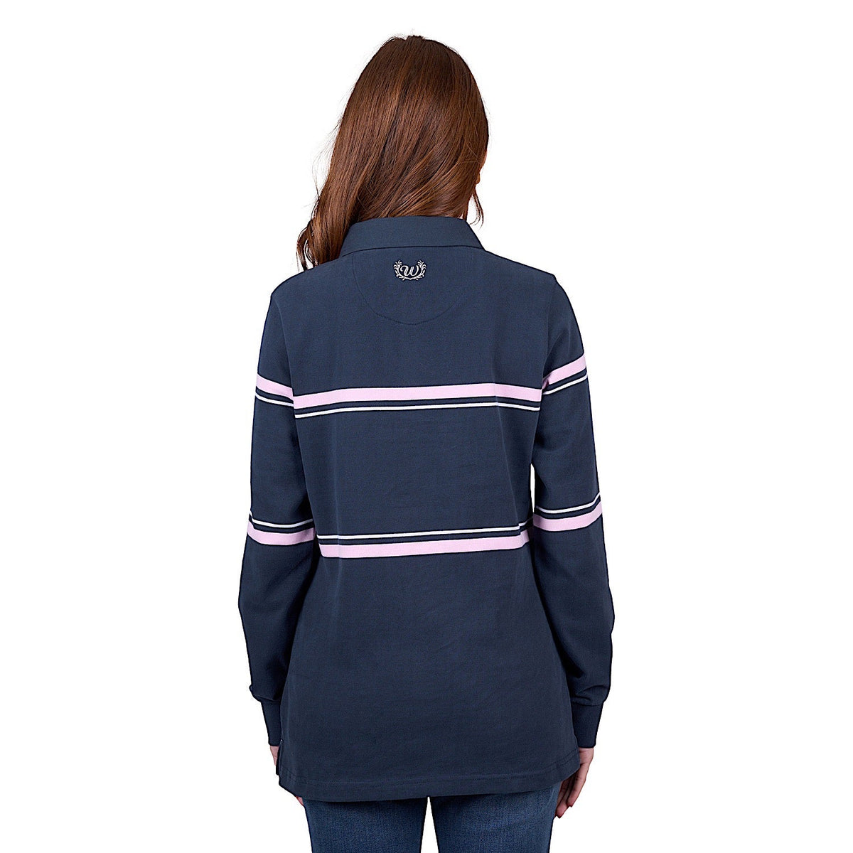 Wrangler Women’s Daisy Stripe Rugby - Navy/Pink