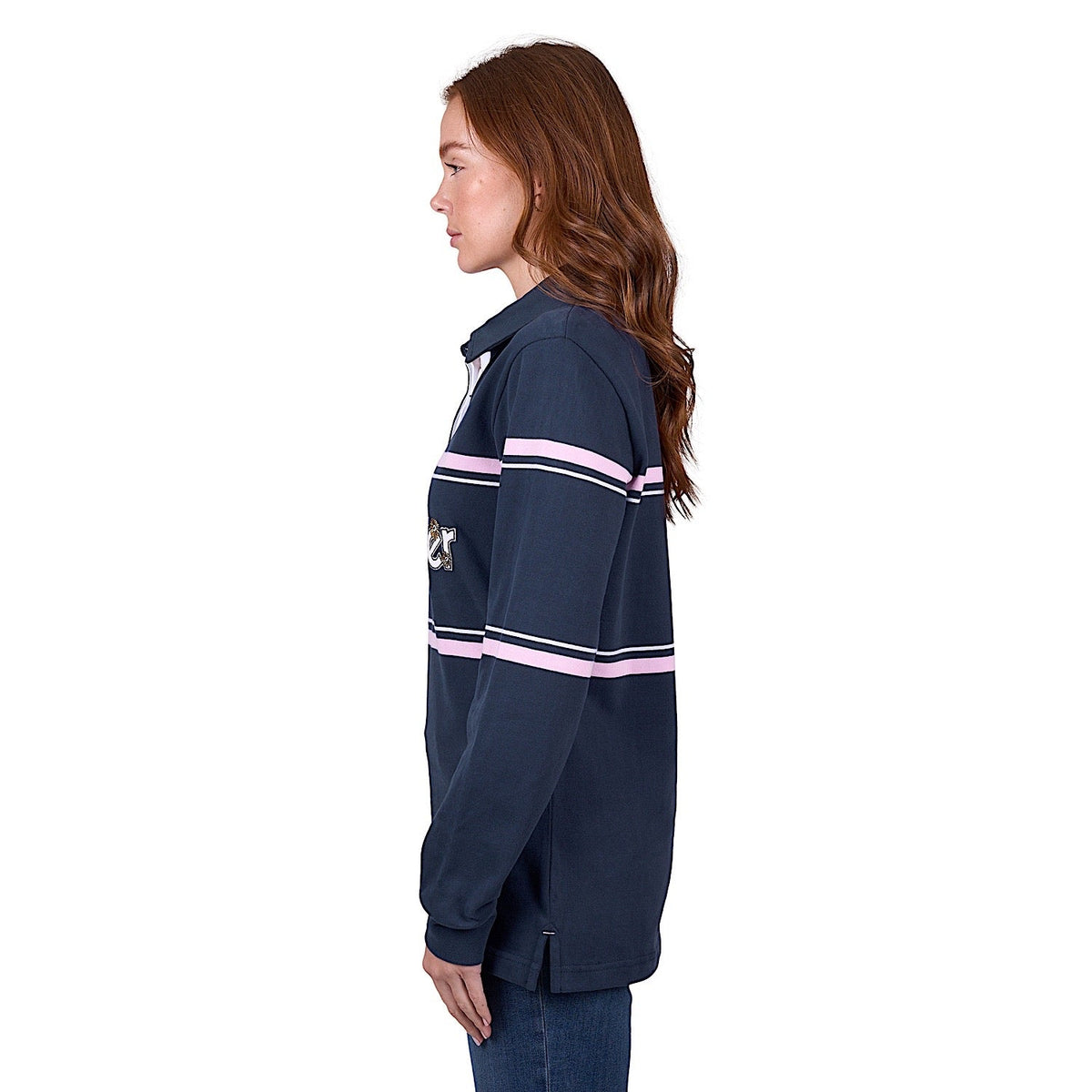 Wrangler Women’s Daisy Stripe Rugby - Navy/Pink