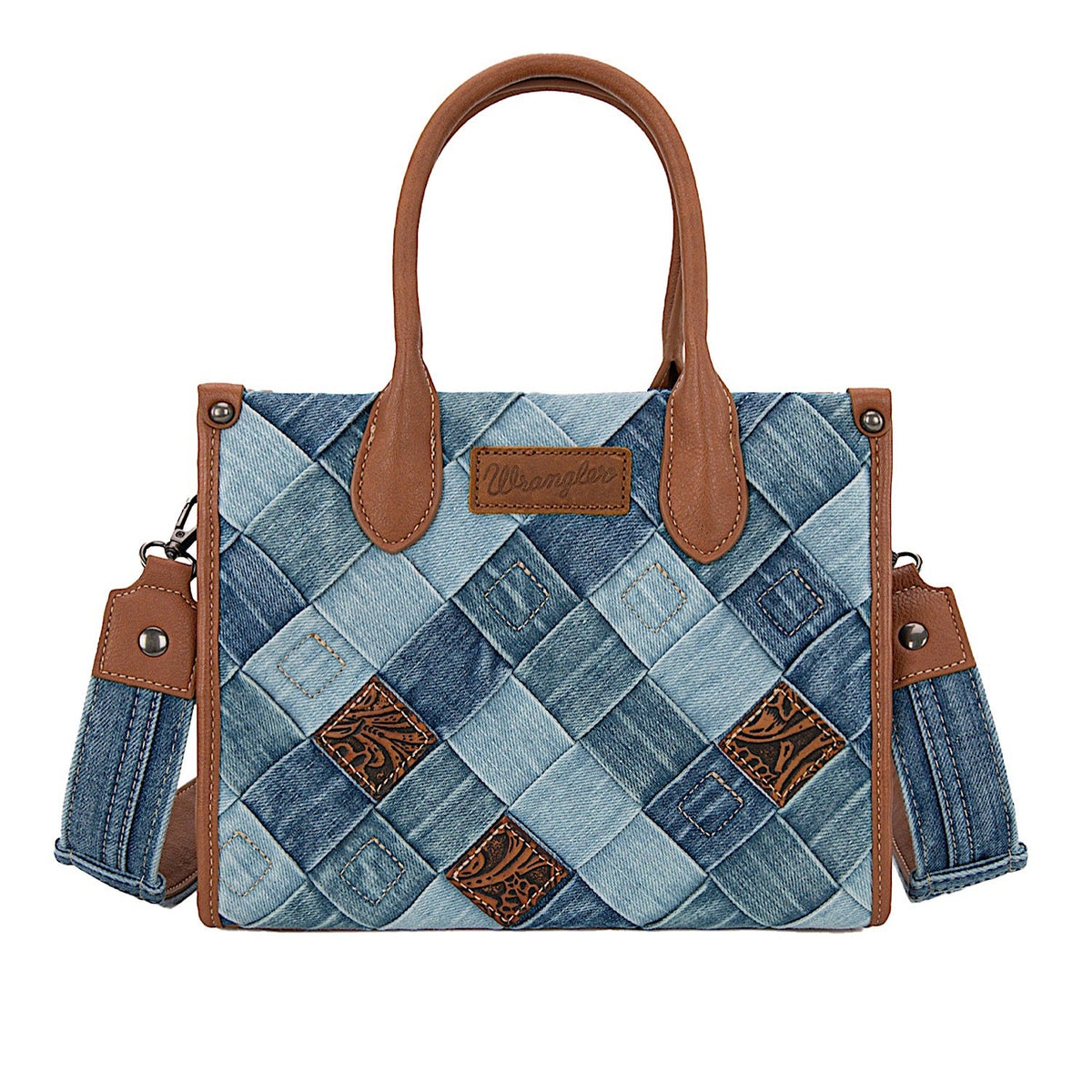 Wrangler Women’s Denim Patchwork Crossbody Bag - Denim