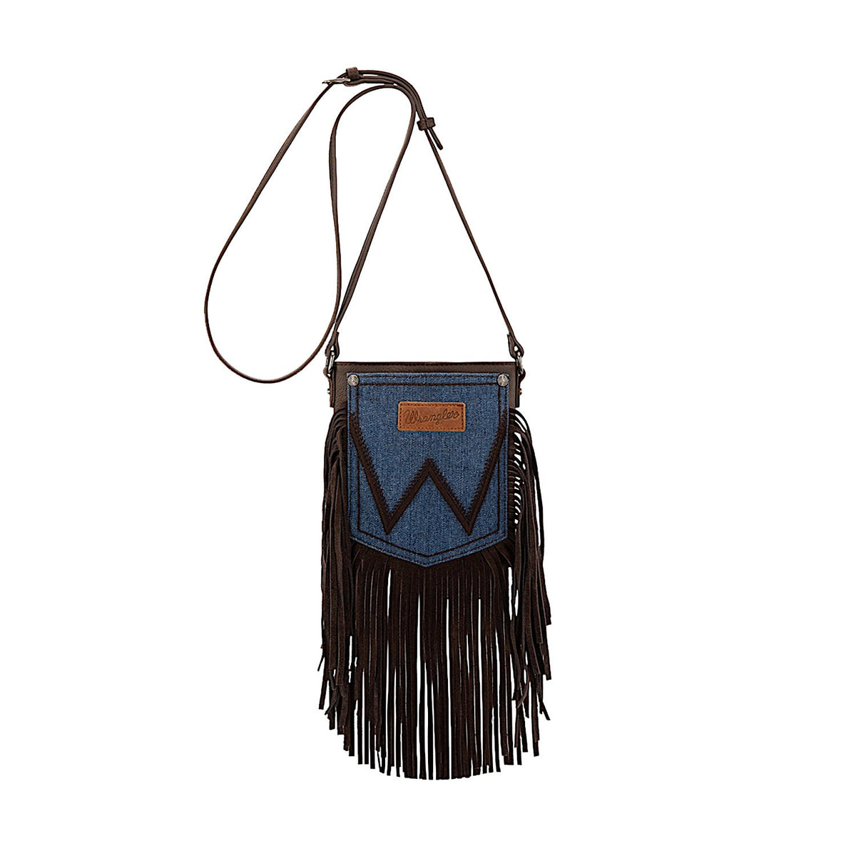 Wrangler Women’s Denim Pocket Fringe Bag - Chocolate