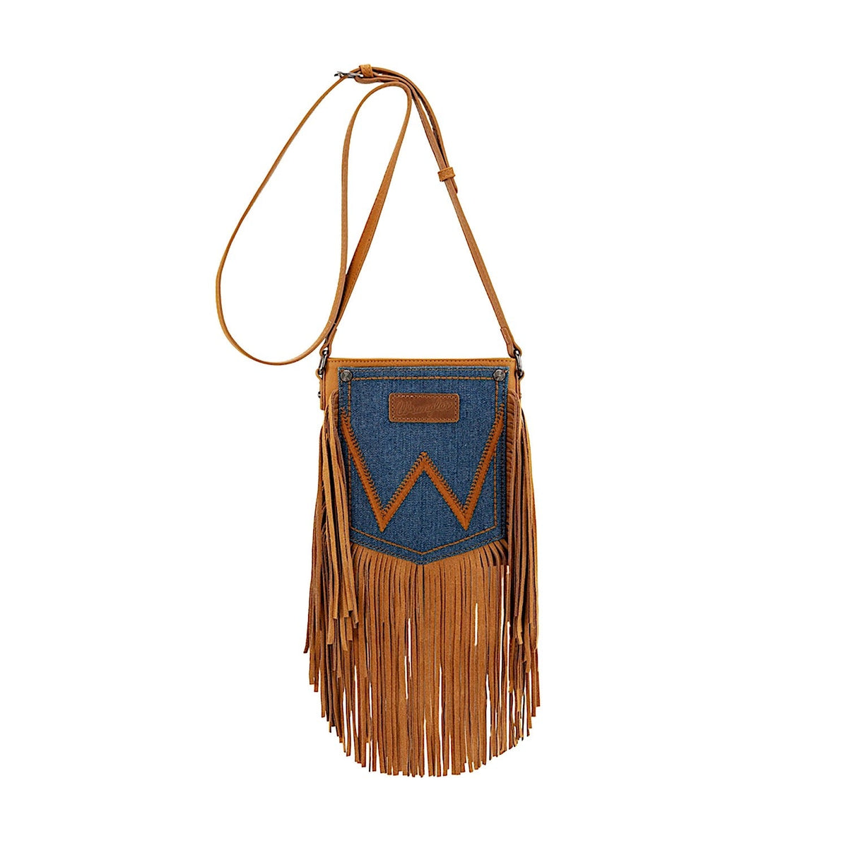 Wrangler Women’s Denim Pocket Fringe Bag - Tan