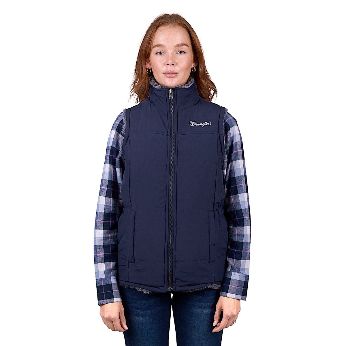 Wrangler Women’s Denver Reversible Vest - Navy/Charcoal