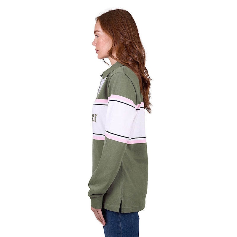 Wrangler Women’s Eliza Stripe Rugby - Olive/White