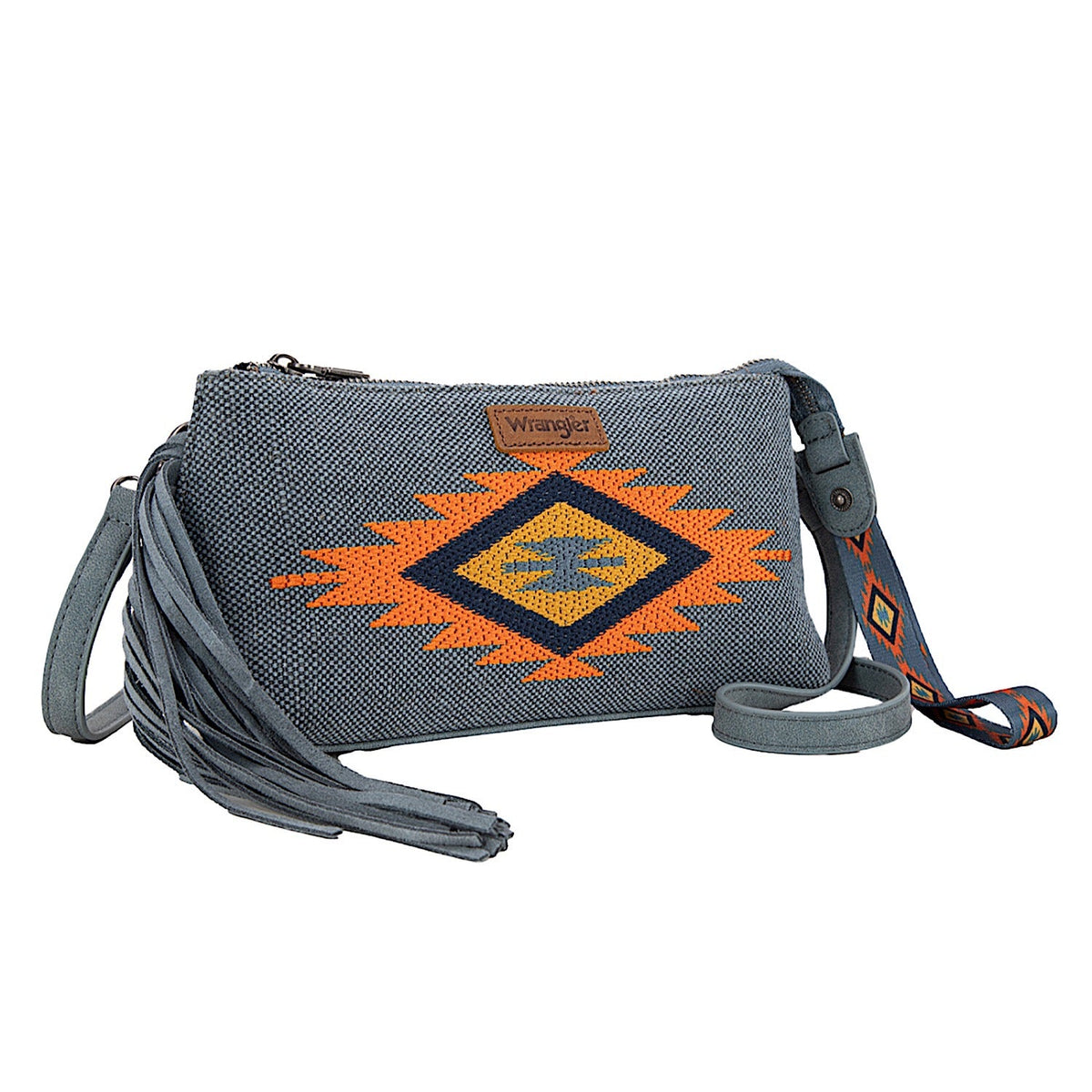 Wrangler Women’s Embroidered Aztec Fringe Wrist - Blue