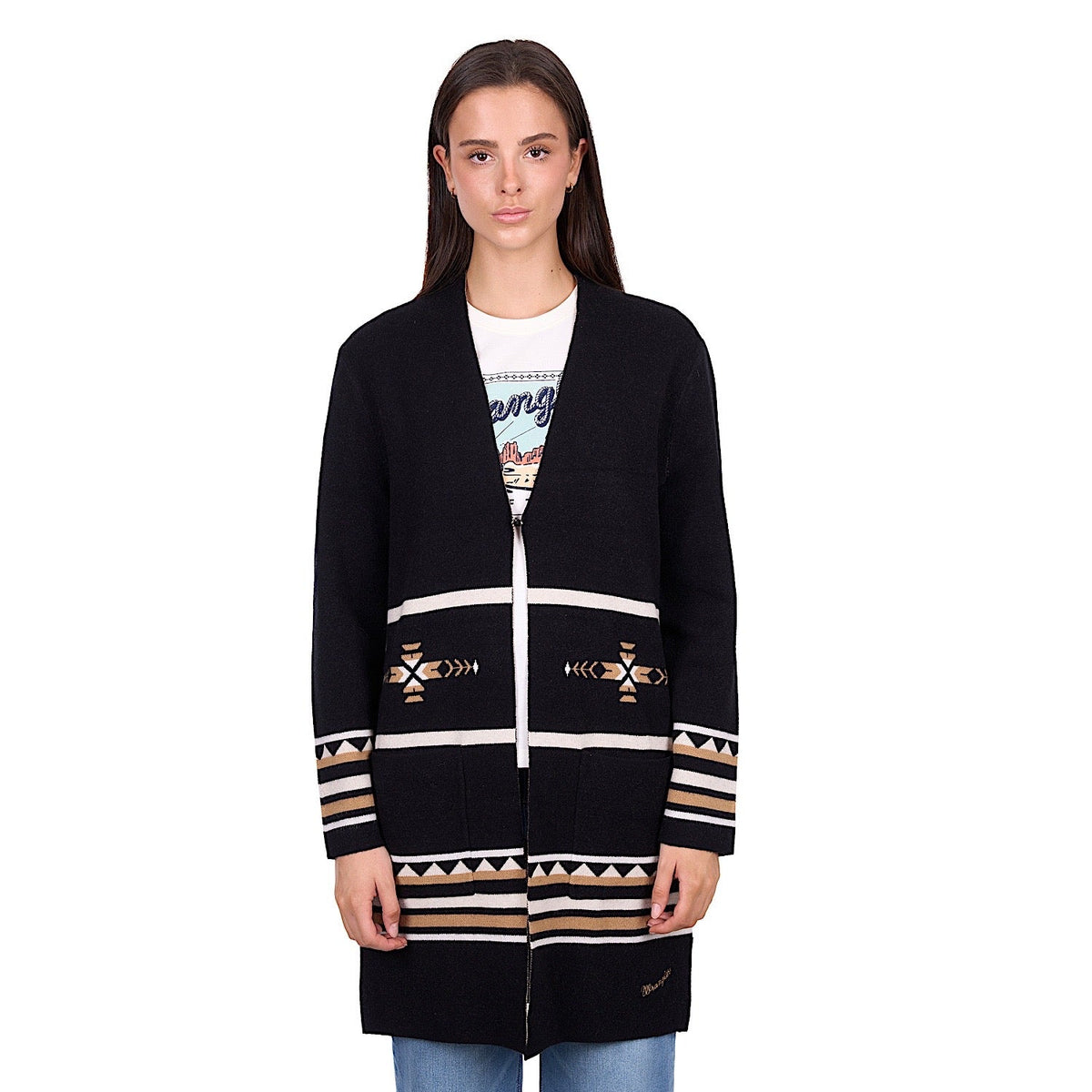 Wrangler Women’s Fiona Cardigan - Black/Tan