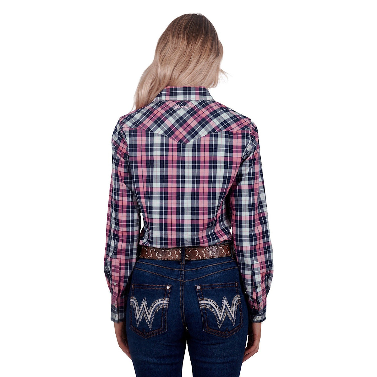 Wrangler Women’s Greta Check Western Shirt Pink/Navy