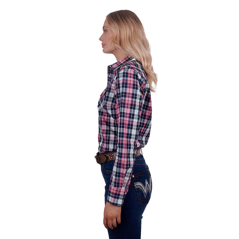 Wrangler Women’s Greta Check Western Shirt Pink/Navy
