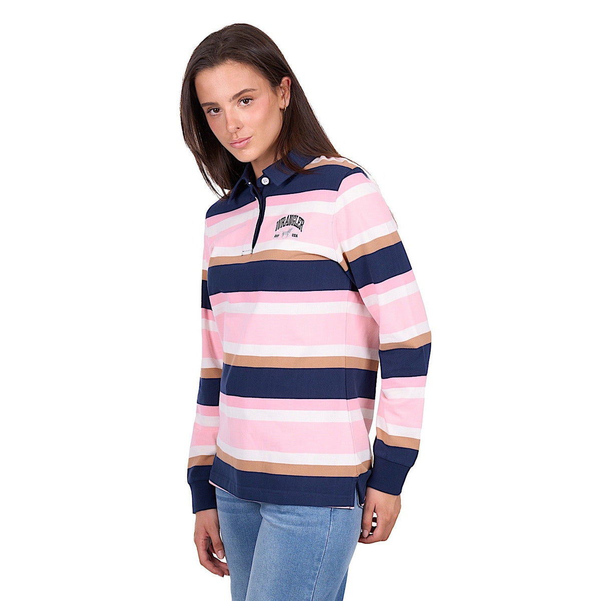 Wrangler Women’s Hollie Rugby - Pink/Navy