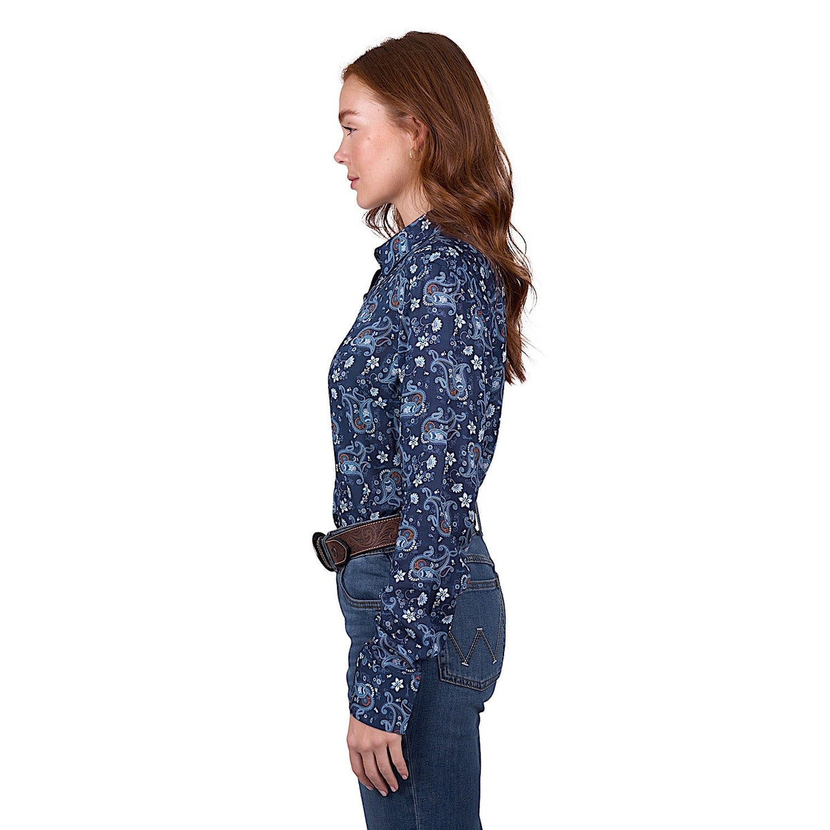 Wrangler Women’s Jolene Print Long Sleeve Shirt - Navy