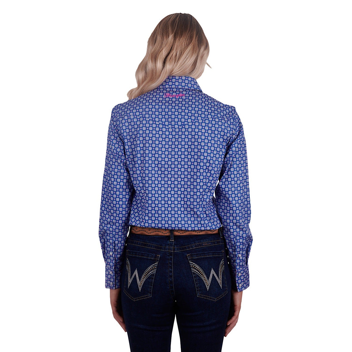 Wrangler Women’s Karla Print Western L/S Shirt Blue