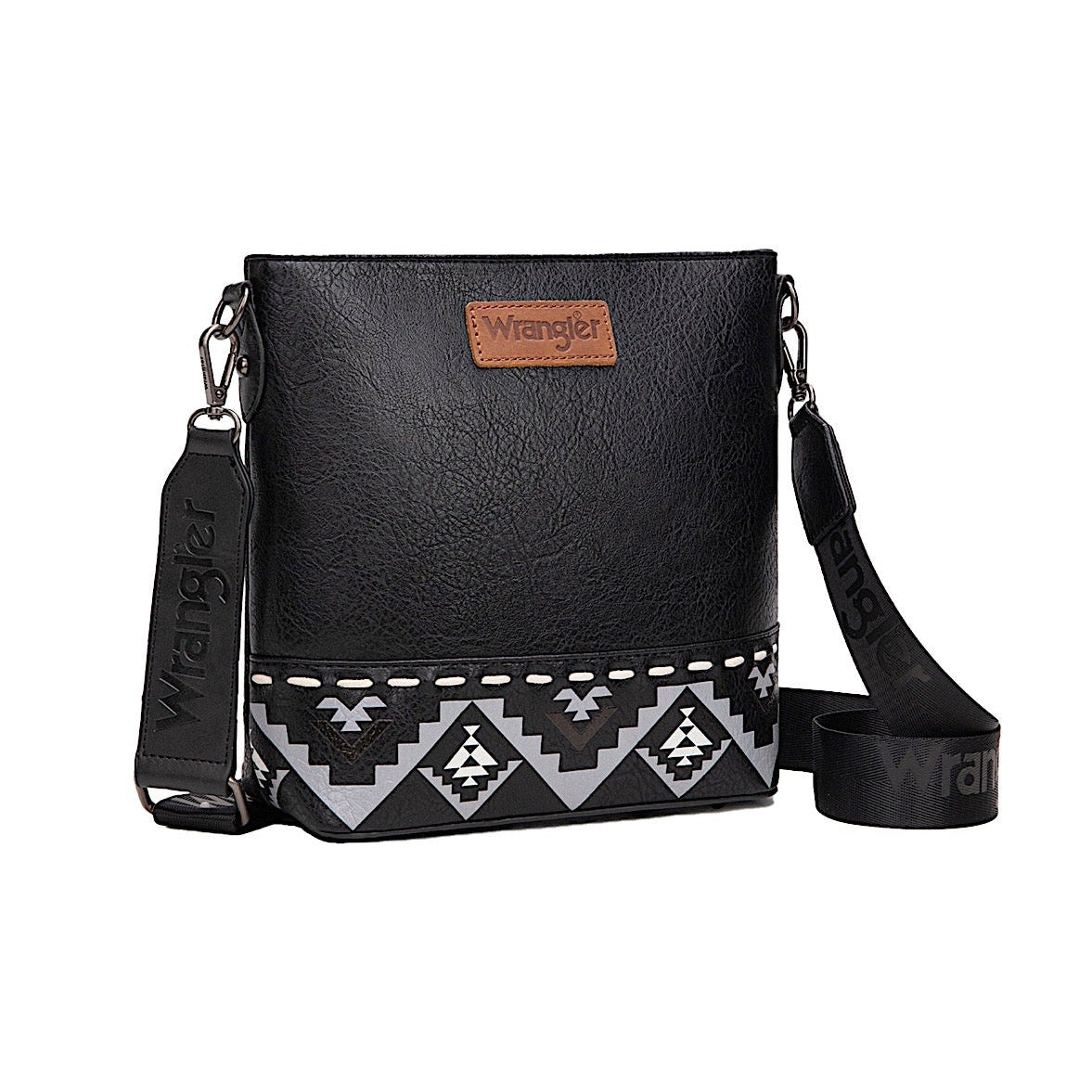 Wrangler Women’s Lana Aztec Print Crossbody Bag - Black