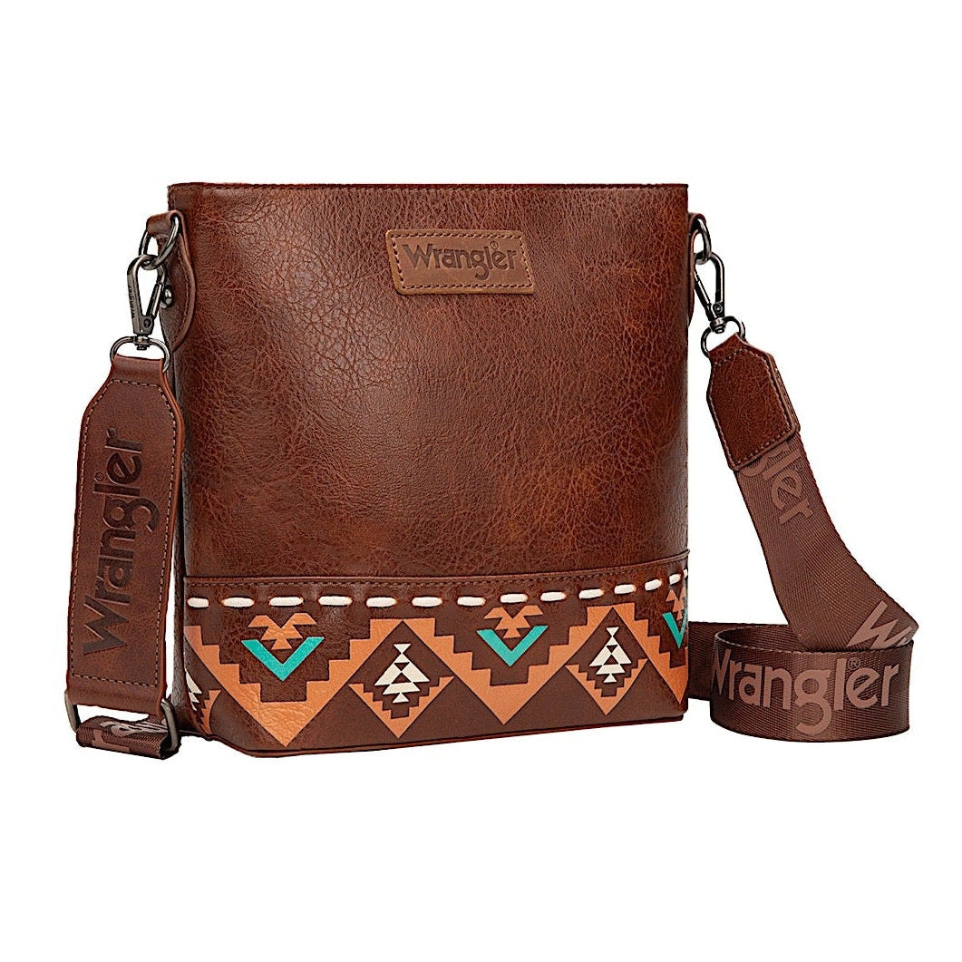 Wrangler Women’s Lana Aztec Print Crossbody Bag - Tan