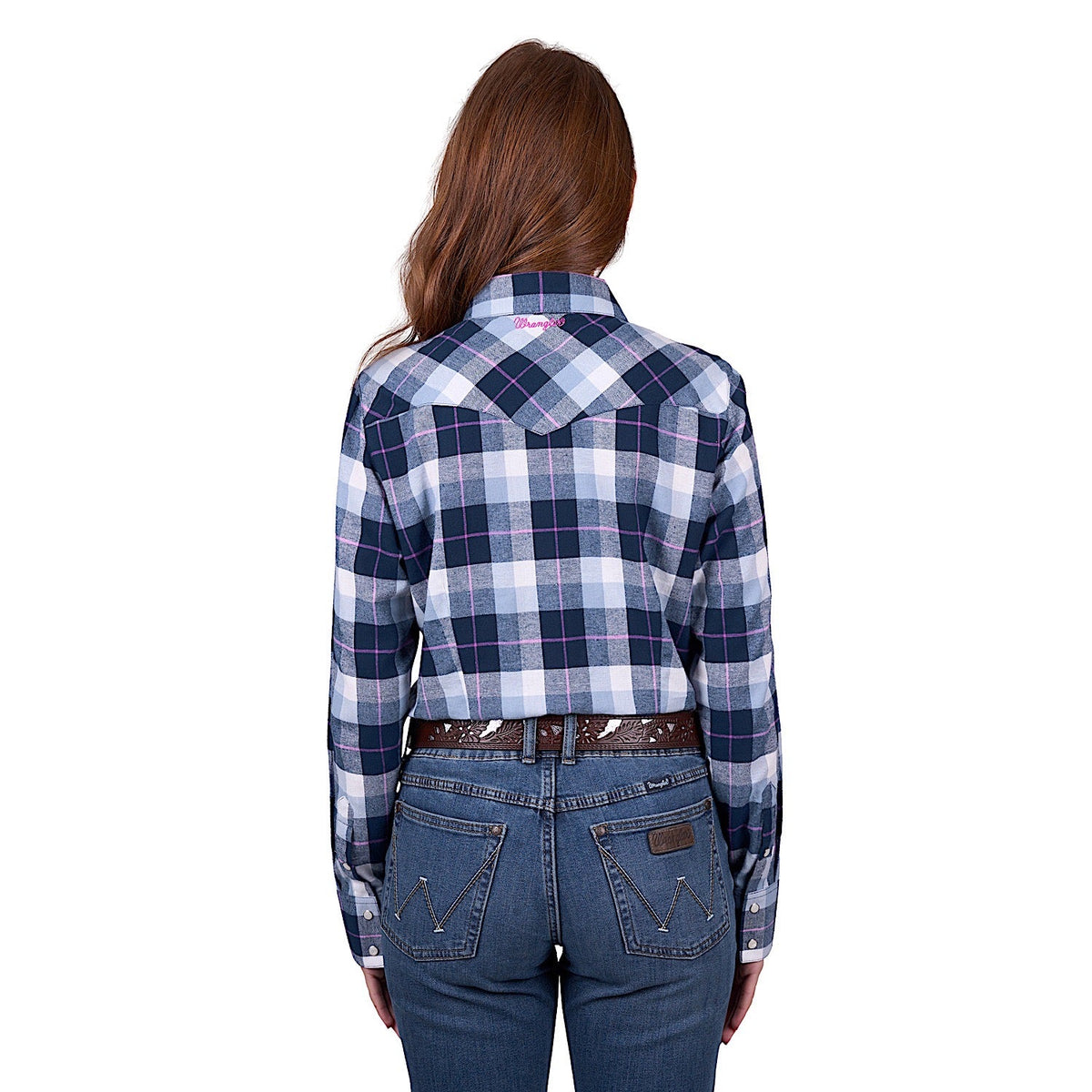 Wrangler Women’s Lorna Check Western Long Sleeve Shirt - Navy