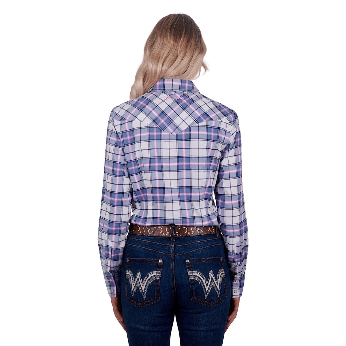 Wrangler Women’s Lucy Check Western Shirt Blue/Pink