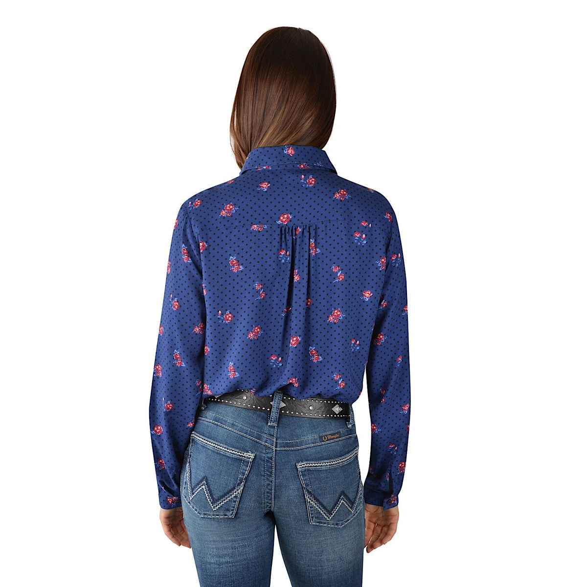 Wrangler Womens Madden Print L/S Shirt Navy/Multi