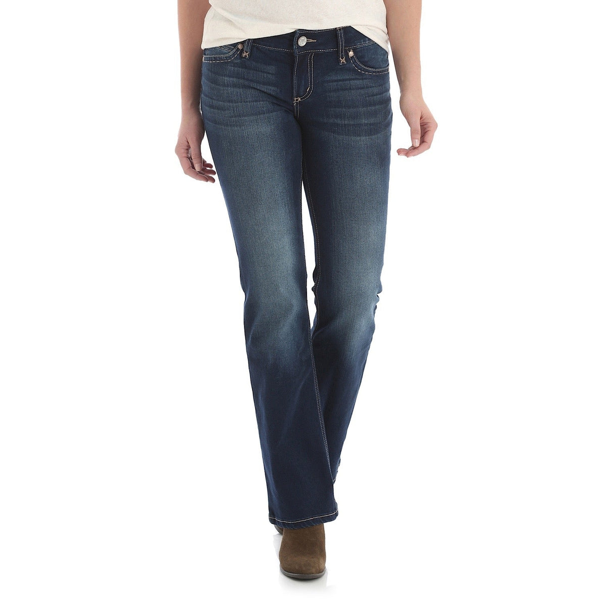 Wrangler Women’s Retro Mid Rise Boot Cut Mae Jean 34 Leg Dark Blue