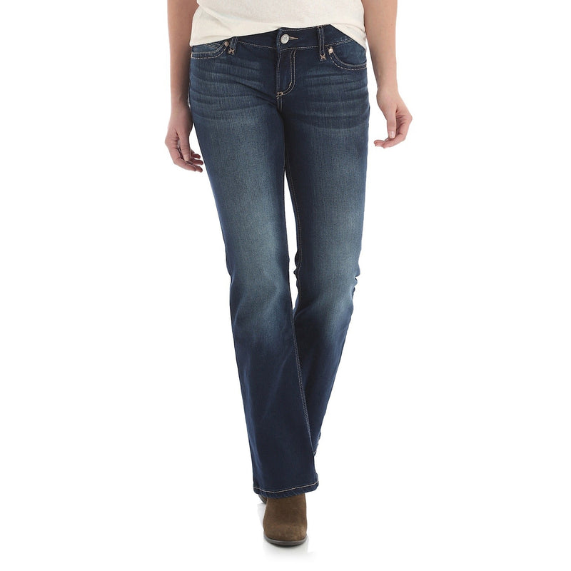 Wrangler Women’s Retro Mid Rise Boot Cut Mae Jean 34 Leg Dark Blue