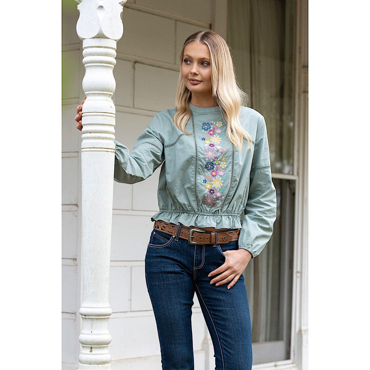 Wrangler Women’s Ryleigh Blouse Lily Pad