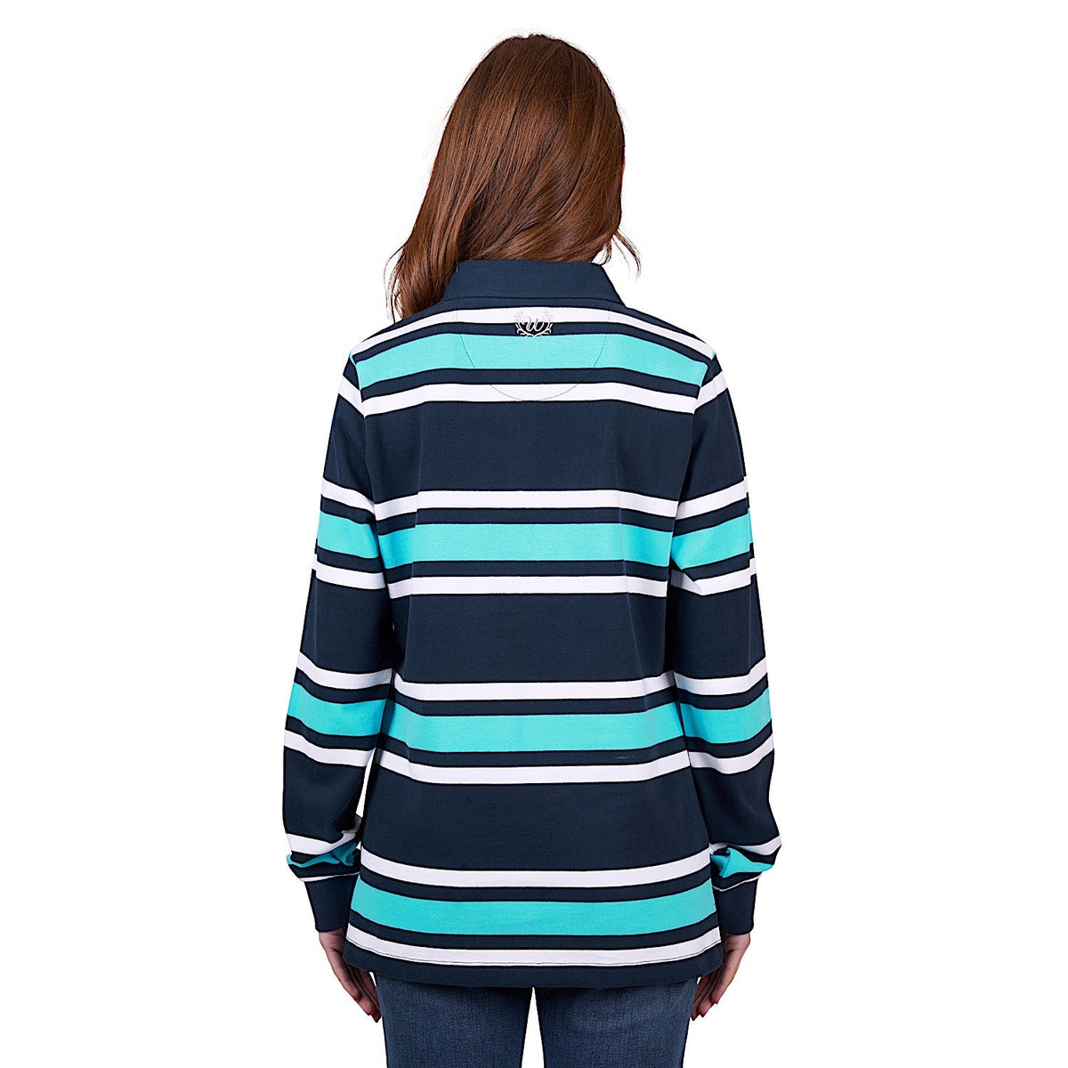 Wrangler Women’s Trista Stripe Rugby - Navy/Aqua