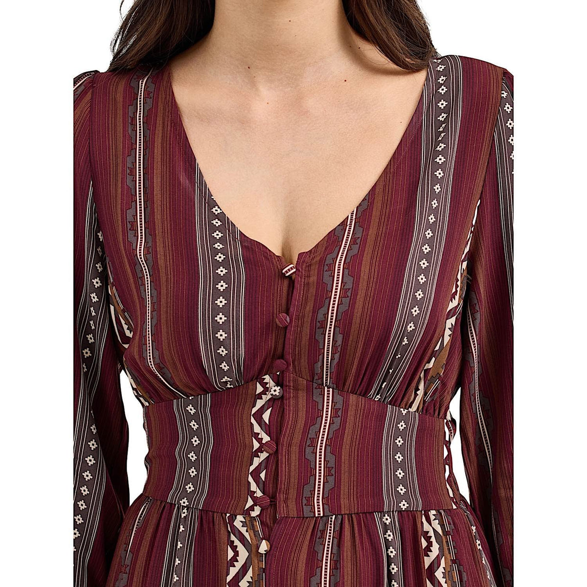 Wrangler Women’s Vintage Maxi Long Sleeve Dress - Port