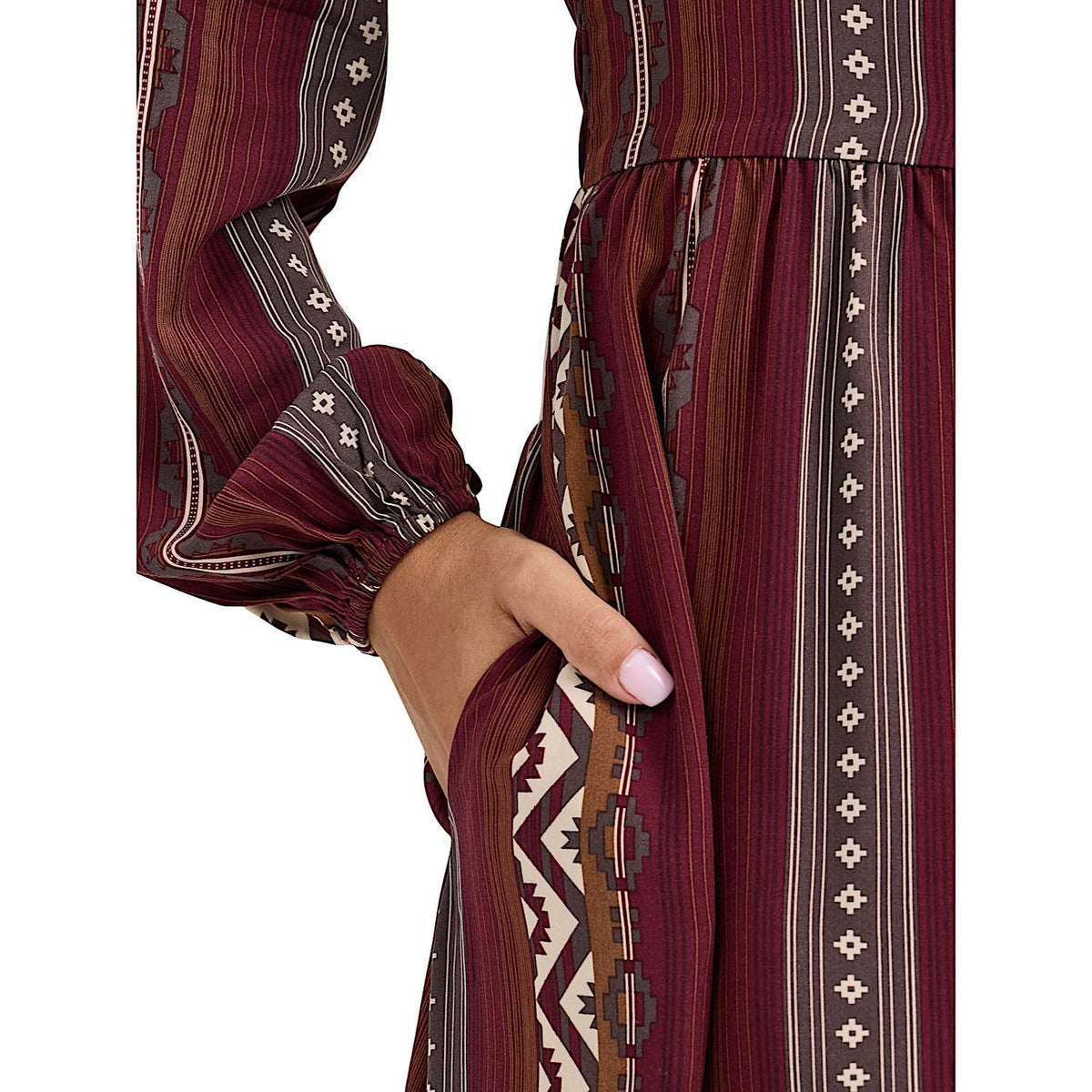 Wrangler Women’s Vintage Maxi Long Sleeve Dress - Port