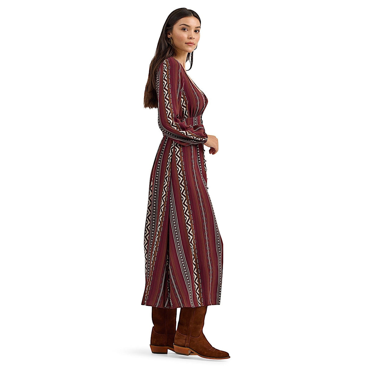 Wrangler Women’s Vintage Maxi Long Sleeve Dress - Port