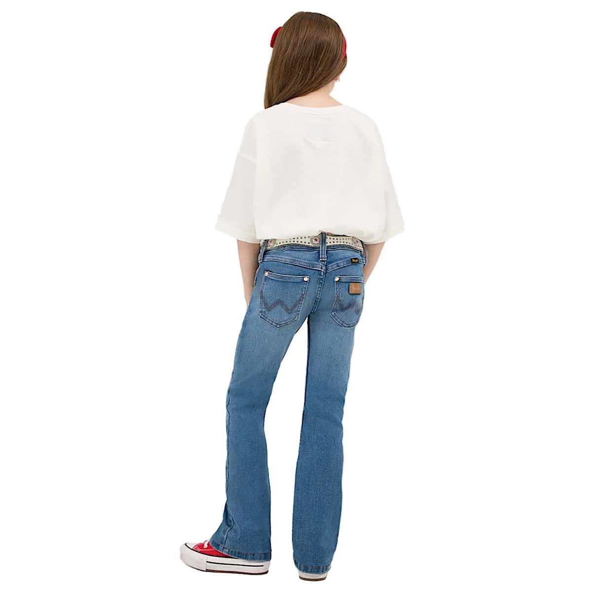 Wrangler X Lainey Wilson Girls High Rise Boot Hugger Jeans - Blue Wash