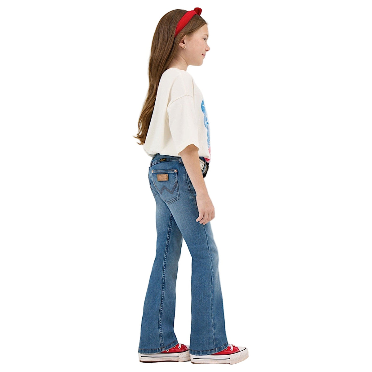 Wrangler X Lainey Wilson Girls High Rise Boot Hugger Jeans - Blue Wash