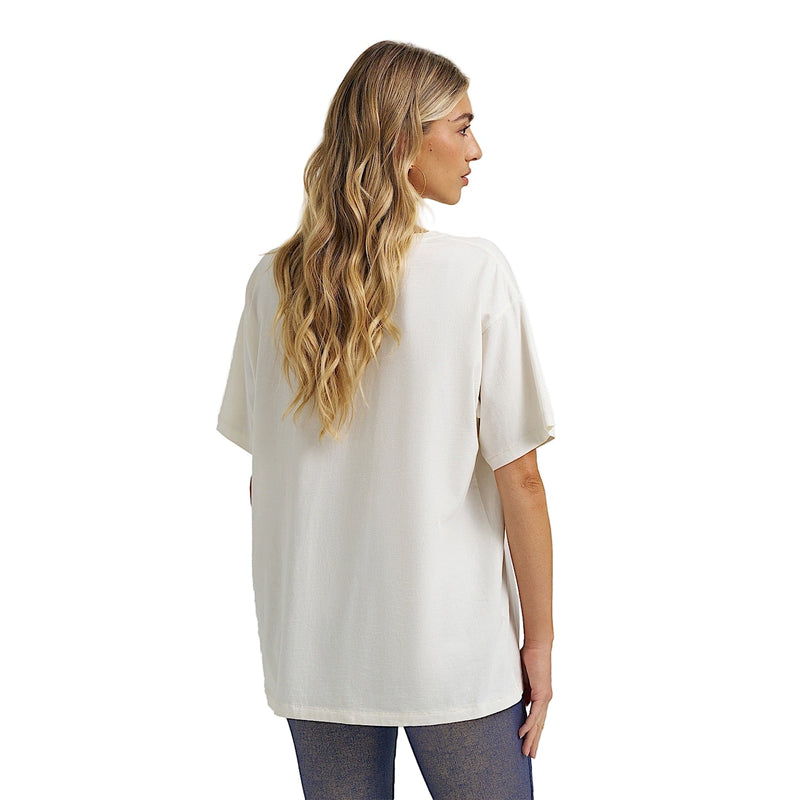 Wrangler X Lainey Wilson Womens Country Cool Oversized T Shirt - White
