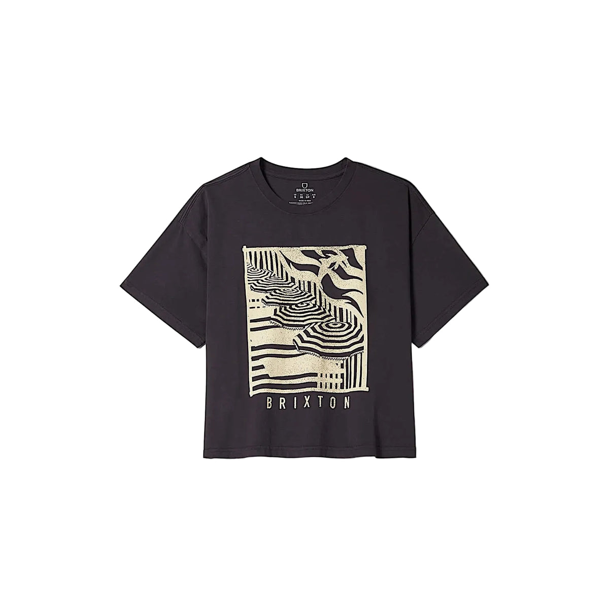 Brixton Women's Poolside Box Crew T-Shirt - Washed Black