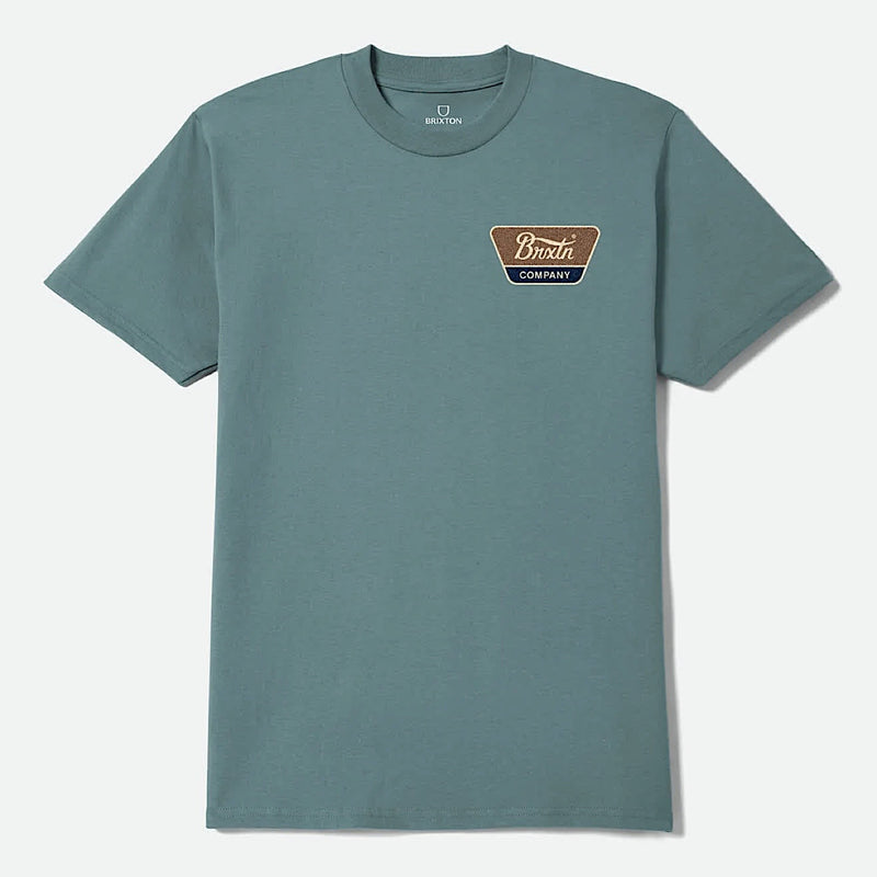 Brixton Men’s Linwood T-Shirt - Ocean Breeze/Brown/Dark Navy