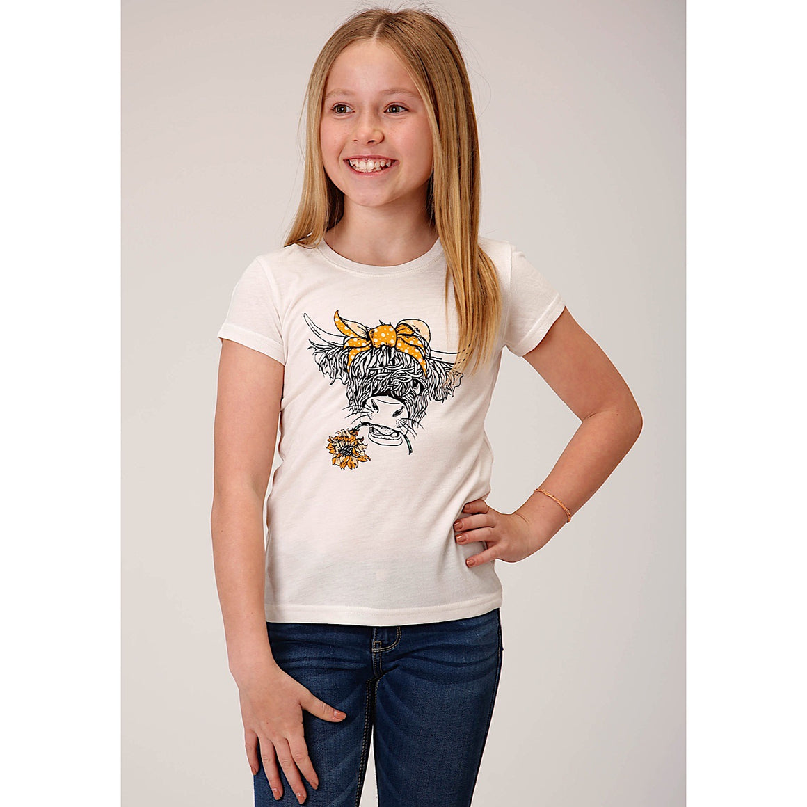 Roper Girls Five Star Collection Tee Solid White