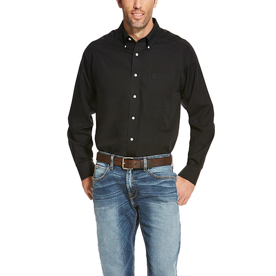 Ariat Mens Wrinkle Free Solid Classic Fit Shirt Black