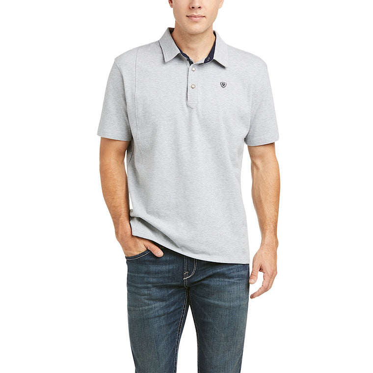 Ariat Mens Medal Polo Heather Gray