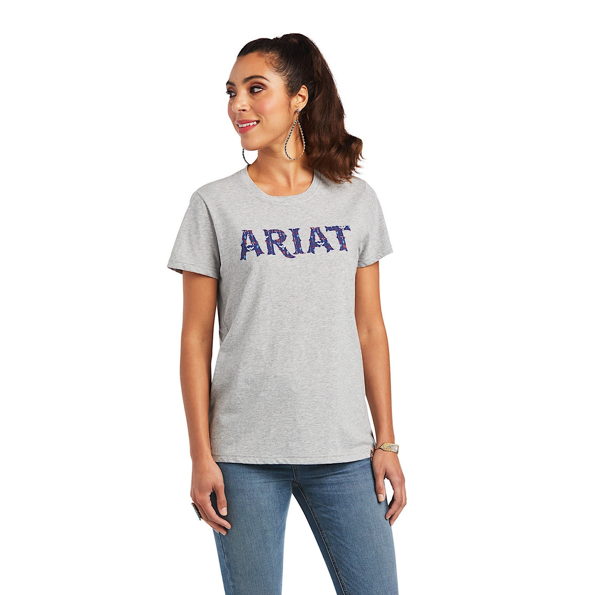 Ariat Womens REAL Tribal Lore S/S Tee Heather Grey