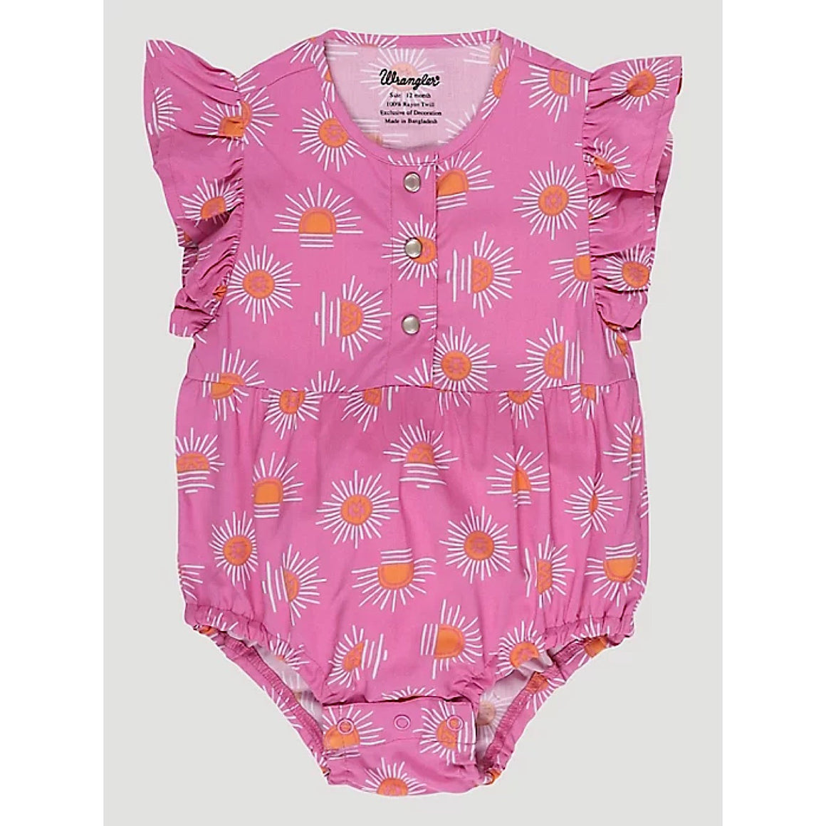 Wrangler Baby Girls Sunflower Ruffle Sleeve Bodysuit in Pink